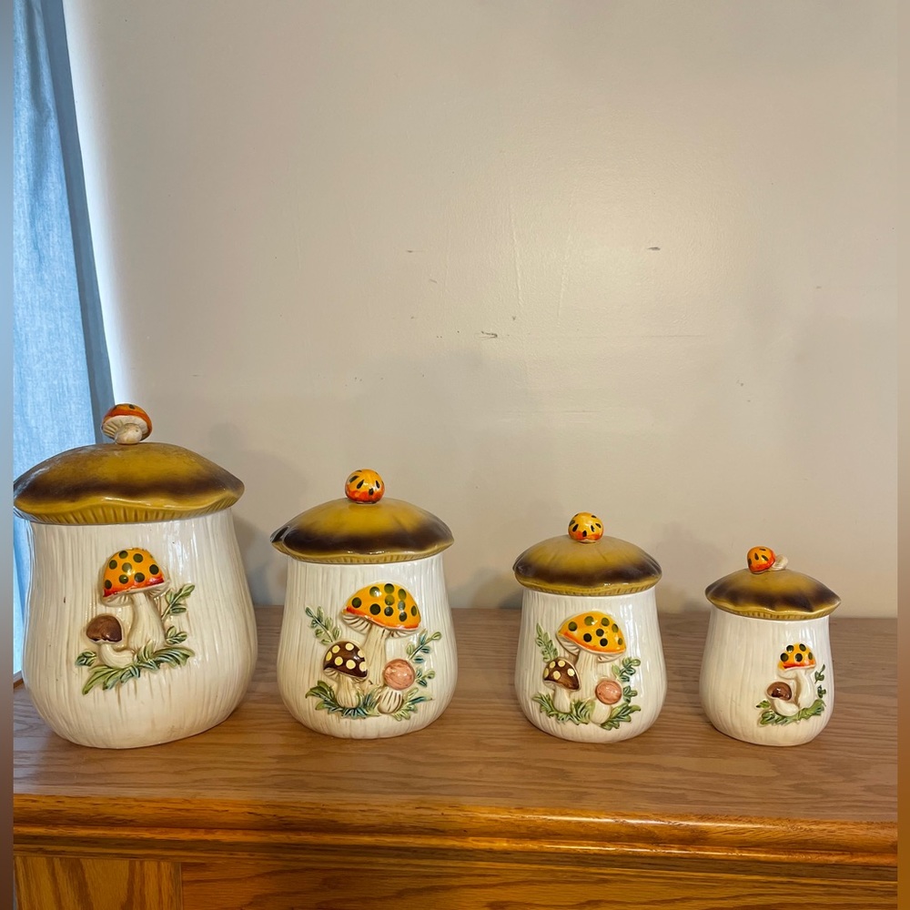 Merry Mushroom Vintage Kitchen Canister set